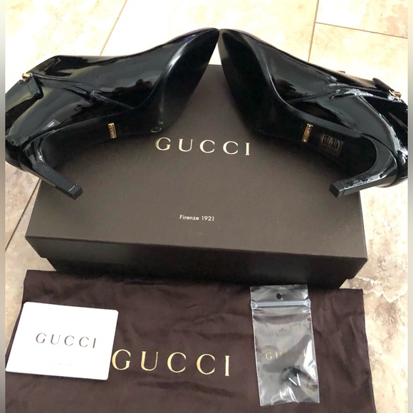 Authentic New In Box Gucci Vernice Crystal Nero Ankle Booties Size 7 - Picture 3 of 13